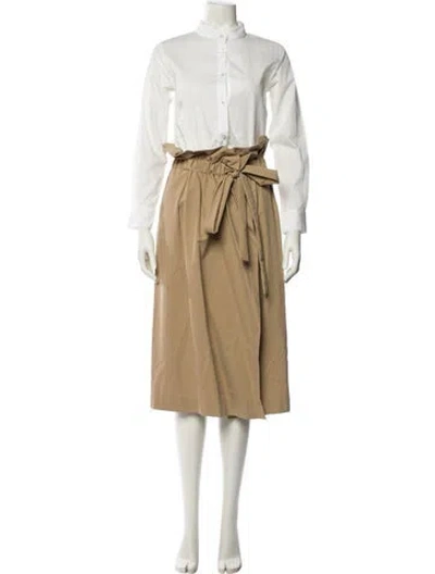 Pre-owned We-ar4 Mock Neck Midi Length Dress In Neutral