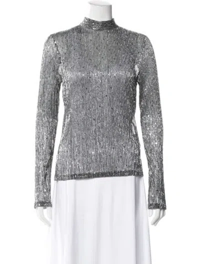 Pre-owned We-ar4 Patterned Mock Neck Top W/ Tags In Gray