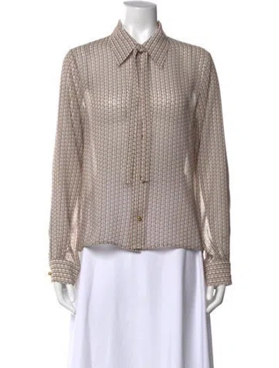 Pre-owned We-ar4 Printed Long Sleeve Blouse W/ Tags In Neutral