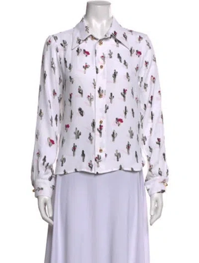 Pre-owned We-ar4 Printed Long Sleeve Top In White