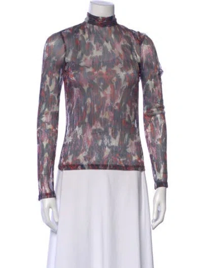 Pre-owned We-ar4 Printed Mock Neck Top In Multi