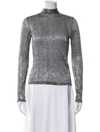 Pre-owned We-ar4 Printed Mock Neck Top W/ Tags In Gray