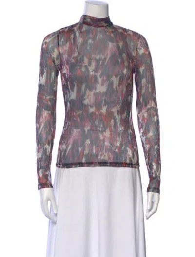 Pre-owned We-ar4 Printed Mock Neck Top W/ Tags In Multi