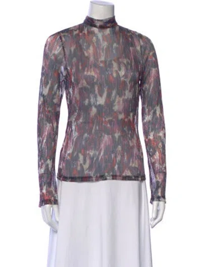 Pre-owned We-ar4 Printed Mock Neck Top W/ Tags In Multi