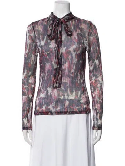 Pre-owned We-ar4 Printed Tie Neck Top W/ Tags In Multi