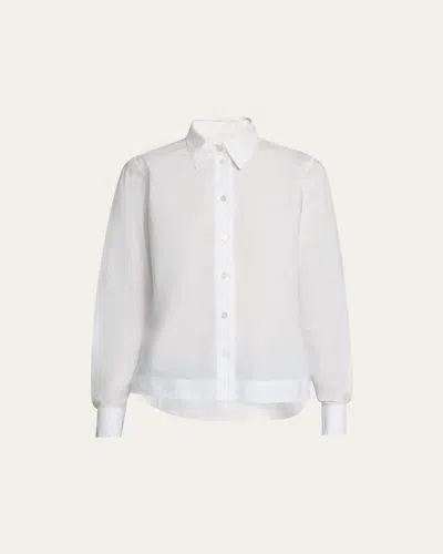 We-ar4 Striped Button-front Crop Shirt In White
