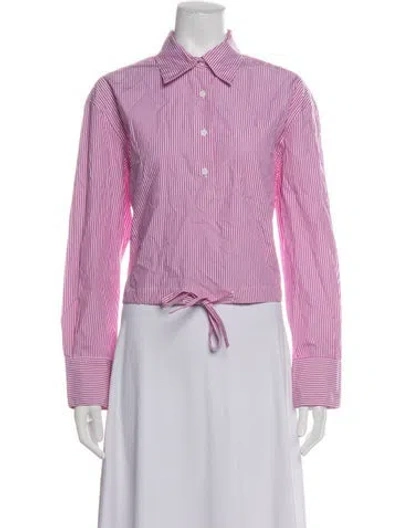 Pre-owned We-ar4 Striped Long Sleeve Button-up Top In Purple