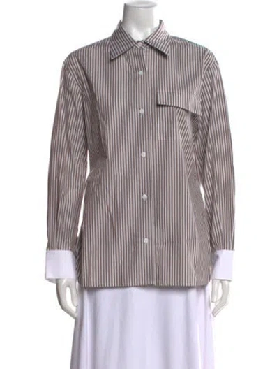 Pre-owned We-ar4 Striped Long Sleeve Button-up Top W/ Tags In Multicolor