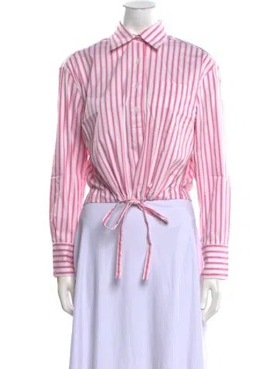 Pre-owned We-ar4 Striped Long Sleeve Crop Top W/ Tags In Pink