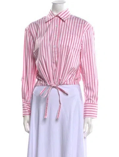 Pre-owned We-ar4 Striped Long Sleeve Crop Top W/ Tags In Pink