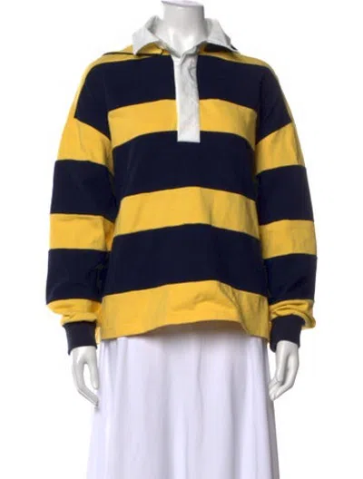 Pre-owned We-ar4 Striped Long Sleeve Polo In Blue/yellow