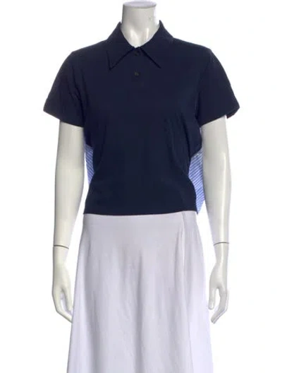 Pre-owned We-ar4 Striped Short Sleeve Polo In Blue