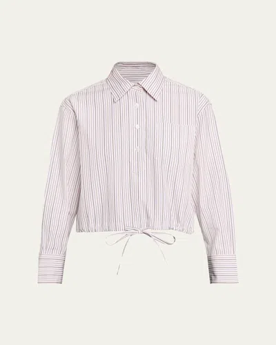 We-ar4 The Cc Striped Drawstring Cotton Shirt In Neutral