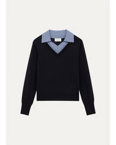 We-ar4 The Dickie Layered Knit Sweater In Black