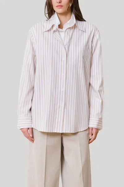 We-ar4 The Double Shirt In Beige Stripe In White