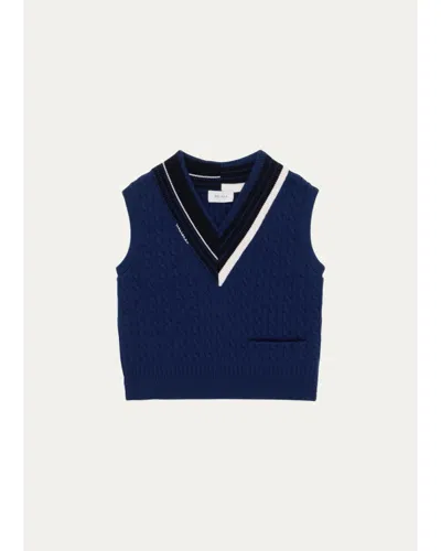 We-ar4 The Retro Cable-knit Wool Vest In Blue