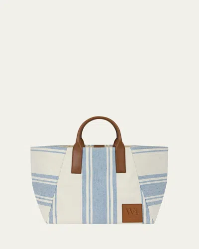 We-ar4 The Riviera Striped Canvas Tote Bag In Blue