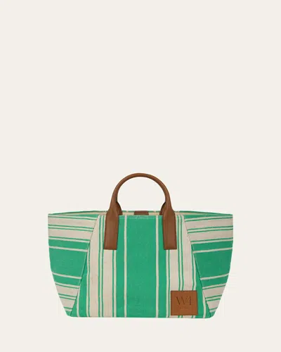 We-ar4 The Riviera Striped Canvas Tote Bag In Green