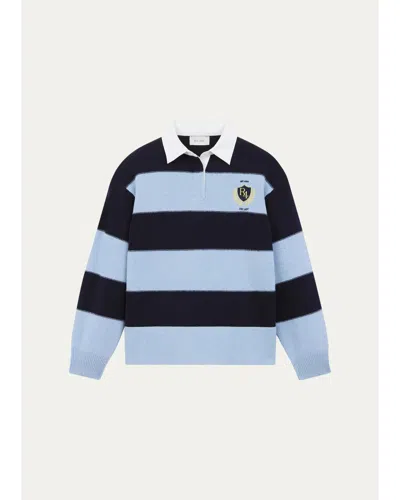 We-ar4 The Royal Striped Polo Sweater In Blue Multi