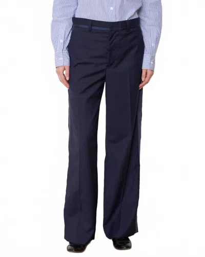 We-ar4 Tuxedo Wide Leg Trouser In Navy Check In Blue