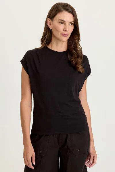 Wearables Arwen Soft Jersey Mock Neck Tee In Black
