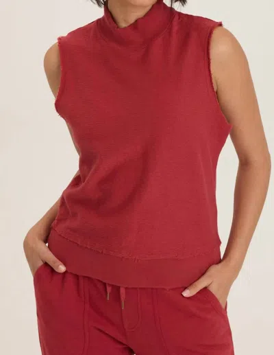 Wearables Corundum Isolde Mock Neck Crepe Knit Tank Top In Saturated Classic Red