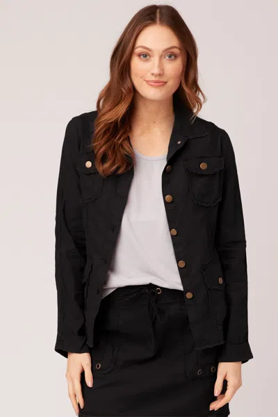 Wearables Cotton Linen Raw Edge Safari Jacket In Black
