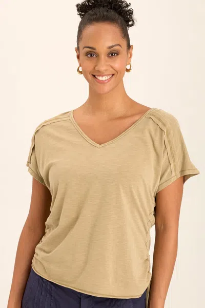 Wearables Diggory Cinched Cord V-neck Jersey Tee In Beige