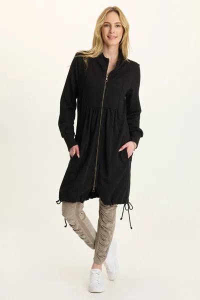 Wearables Fleece Funnel-neck Longcoat In Black