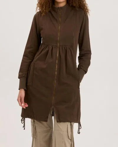 Wearables Fleece Funnel-neck Longcoat In Boxwood In Multi