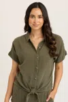 Wearables Gauze Teagan Tie Top In Green