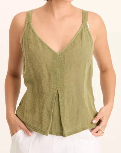 Wearables Hedley Gauze Jersey Box Pleat Tank Top In Tone Lime Green