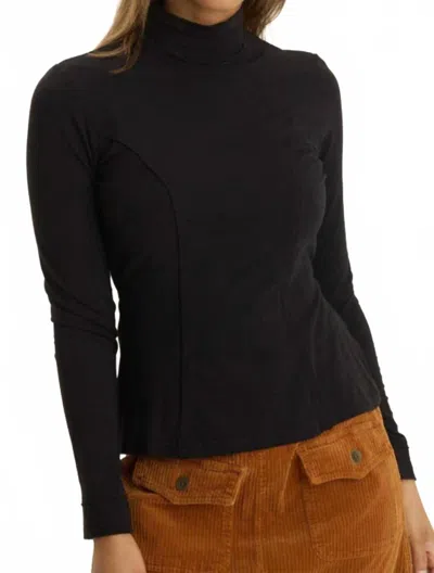 Wearables Kari Jersey Mock Neck Peplum Top In Classic Midnight Black