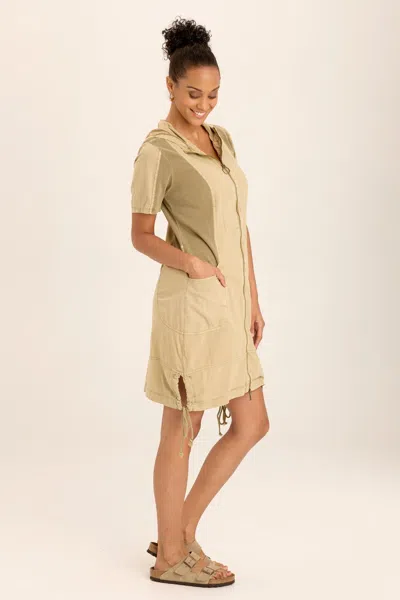 Wearables Lenchen Linen/stretch Hooded Mini Jacket-dress In Beige