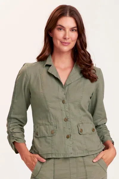 Wearables Linen Folksy Jacket In Green