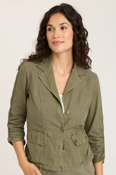 Wearables Linen Folksy Jacket In Green