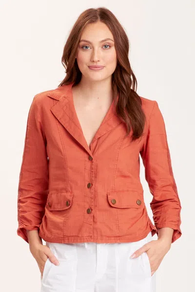 Wearables Linen Folksy Jacket In Orange