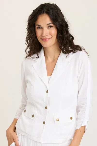 Wearables Linen Folksy Jacket In White