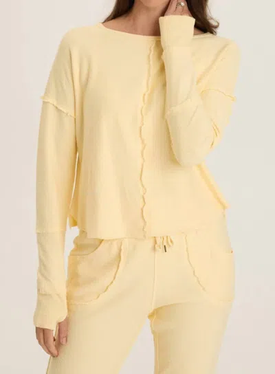 Wearables Lunaria Annika Long Sleeve Boat Neck Top In Luscious Butter Yellow