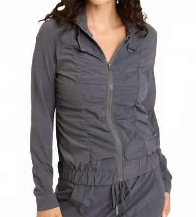 WEARABLES MOMENTUM RUCHED ACTIVE JACKET IN CHARCOAL