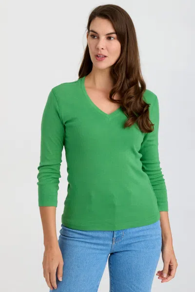 Wearables Organic Ioda 3/4 Sleeve V-neck In Green