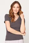 Wearables Organic Ioda Short Sleeve V-neck In Grey