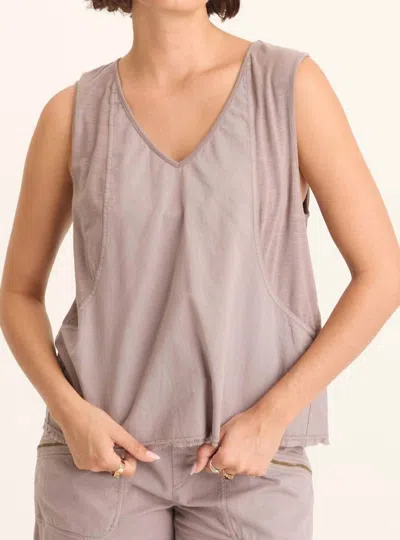 Wearables Poppy Seed Mazie Linen Jersey V-neck Tank Top In Subtle Brown Grey