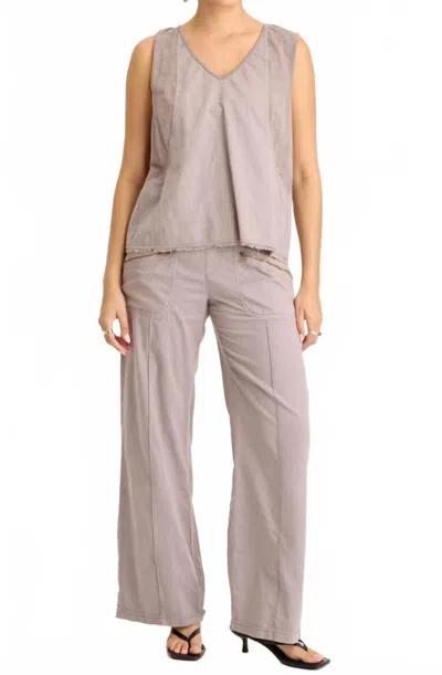 Wearables Poppy Seed Torryn Linen Zipper Pockets Pants In Subtle Brown Grey