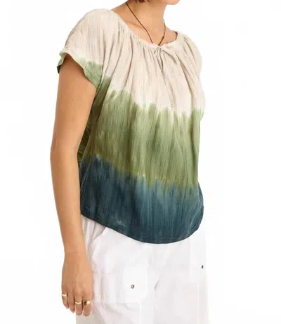 Wearables Selda Textured Gauze Cinched Top In Willow Green In Multi