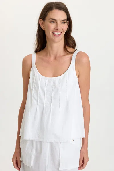 Wearables Shawnie Linen Billowy Pintuck Tank In White
