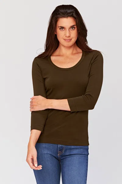 Wearables Speckle Scoop Neck Tee In Brown