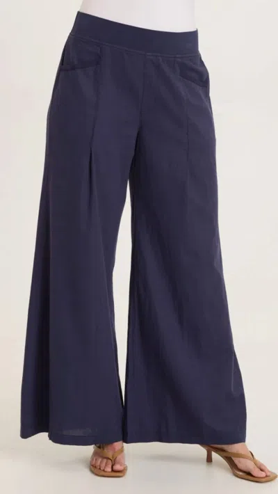 Wearables Terri Cotton Linen Pant In Navy In Blue