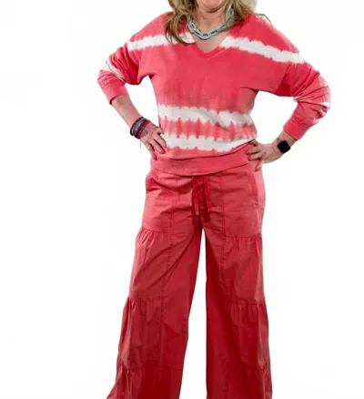 Wearables Tie-dye Slub Terry Pullover Sweater In Vibrant Coral In Multi