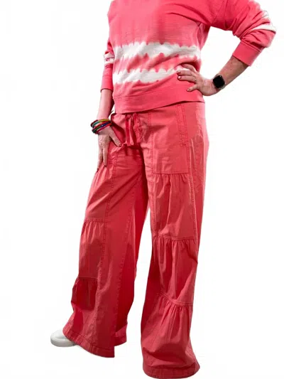 Wearables Tiered Travel Pants In Coral In Red